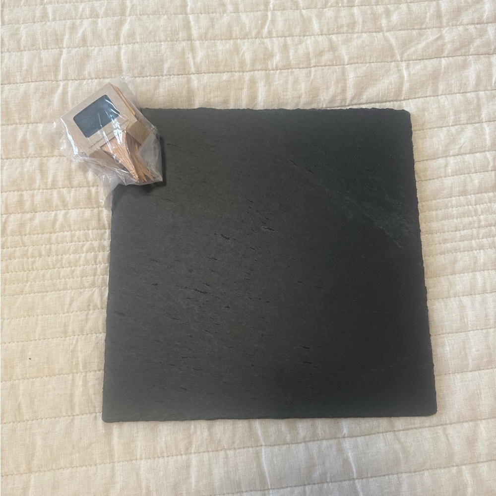 Crate & Barrel Black Cheese Board & Markers